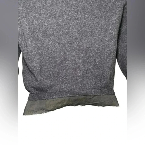 Adolfo Dominguez Gray Beaded Chiffon Hem Cropped Cardigan Size Small - Picture 7 of 8